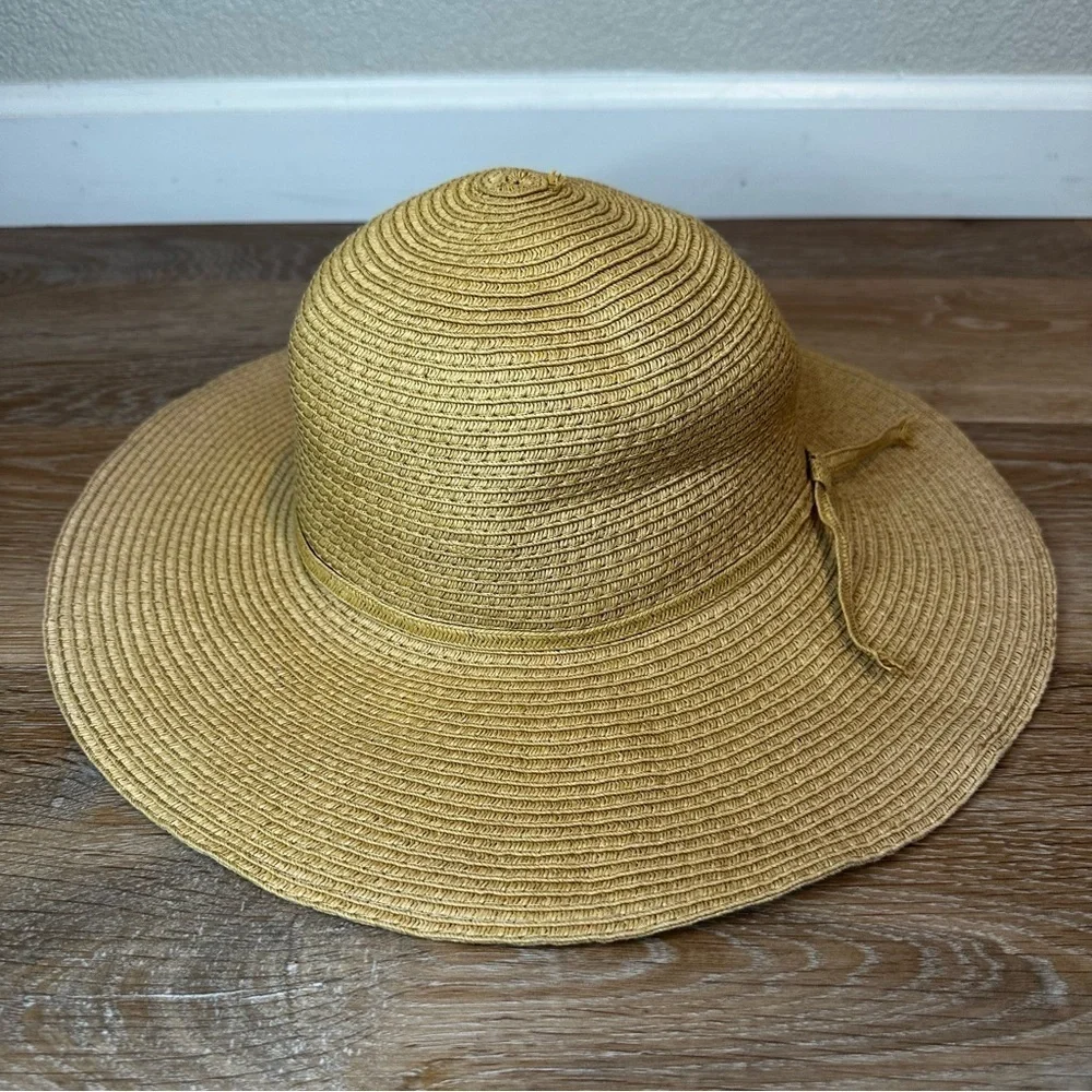 NWOT Time and Tru Wide Brim Straw Floppy Packable Summer Beach Hat, OS